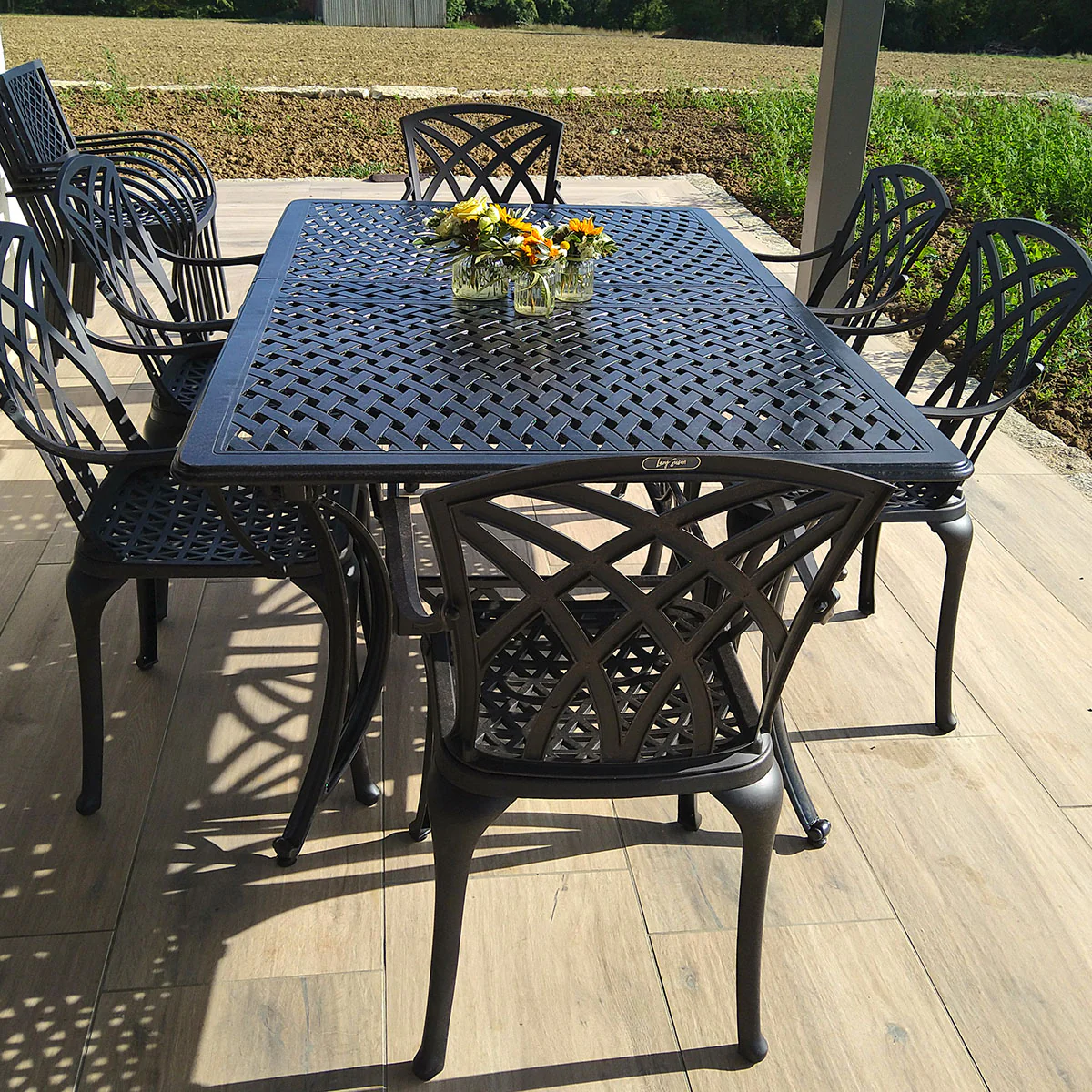 Jennifer Table 10 Seater Set - Antique Bronze - Image 4