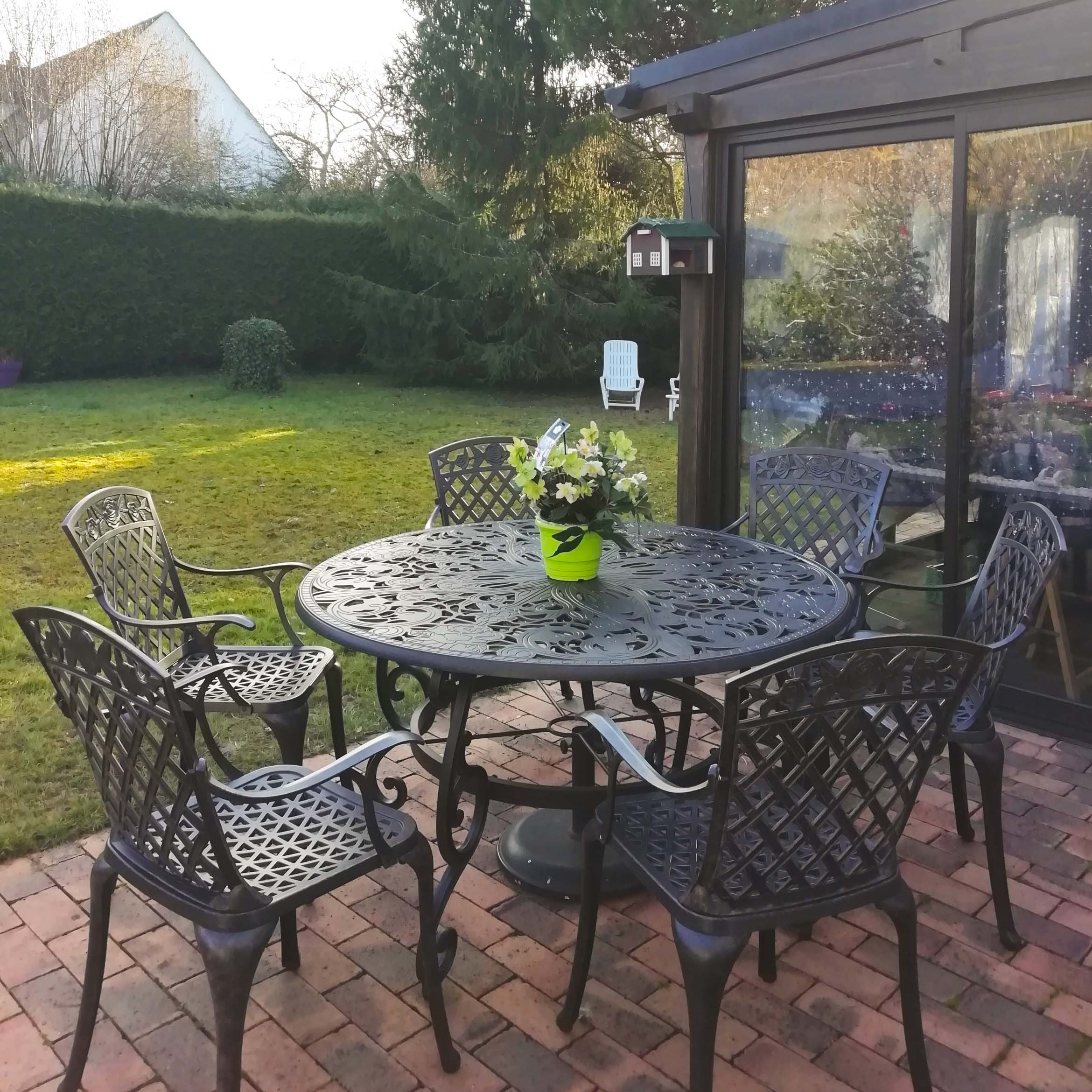 Joyce Table 6 Seater Set - Antique Bronze - Image 4