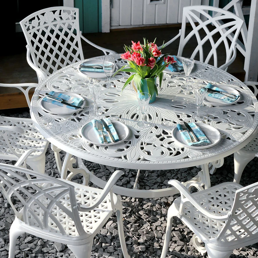 Joyce Table 6 Seater Set - White - Image 3