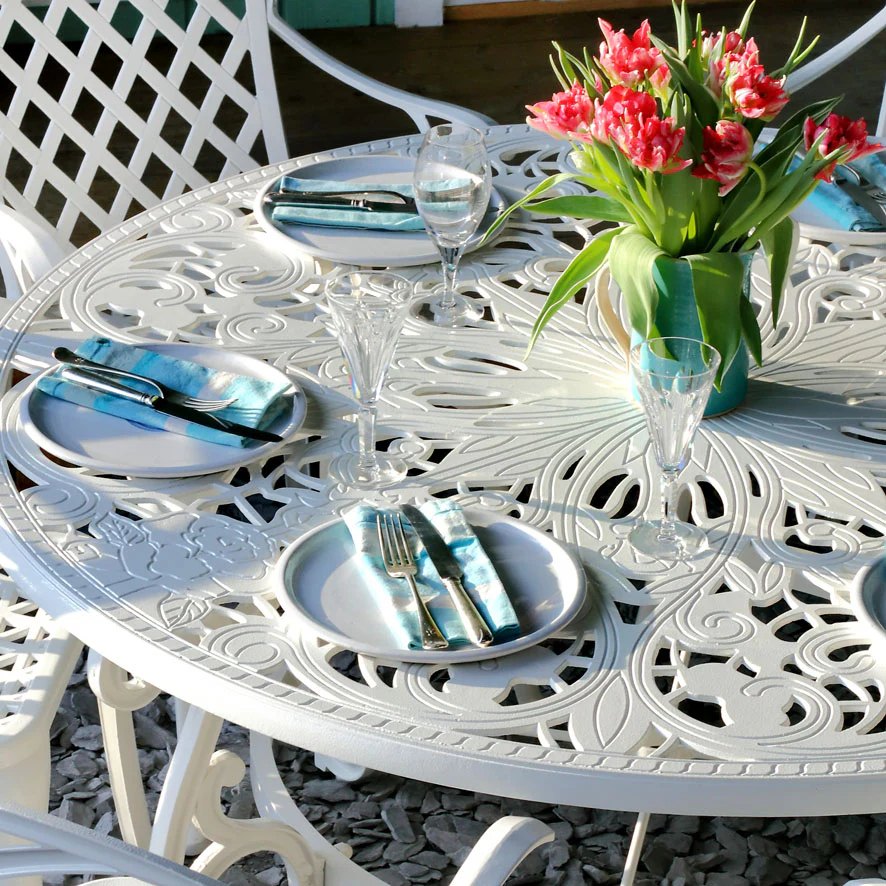 Joyce Table 6 Seater Set - White - Image 4