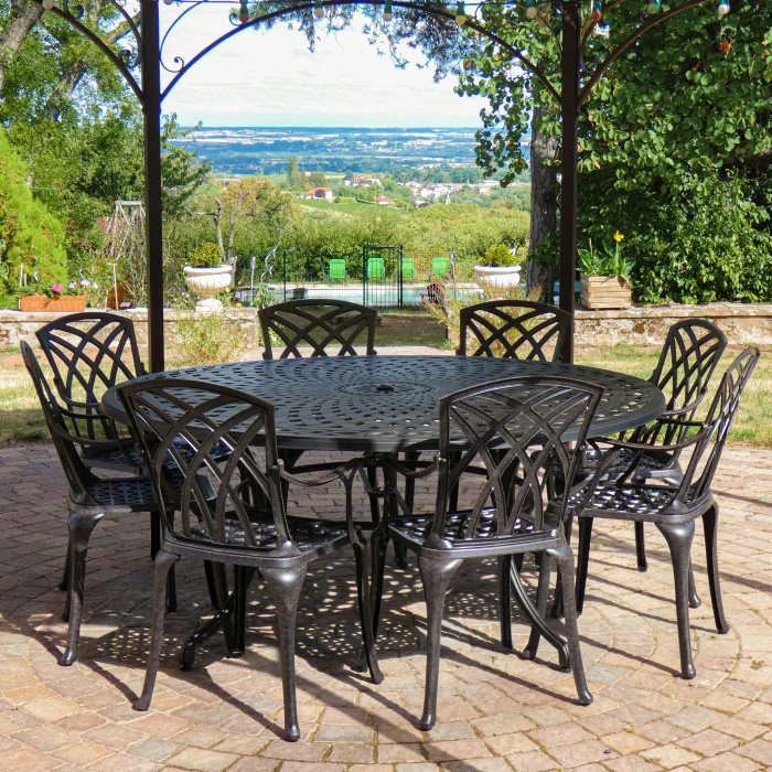 Olivia Table 8 Seater Set - Antique Bronze - Image 5