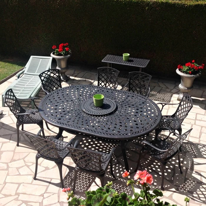 Rosemary Table 8 Seater Set - Antique Bronze - Image 4