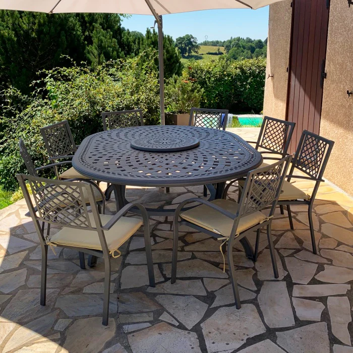 Rosemary Table 8 Seater Set - Slate - Image 11