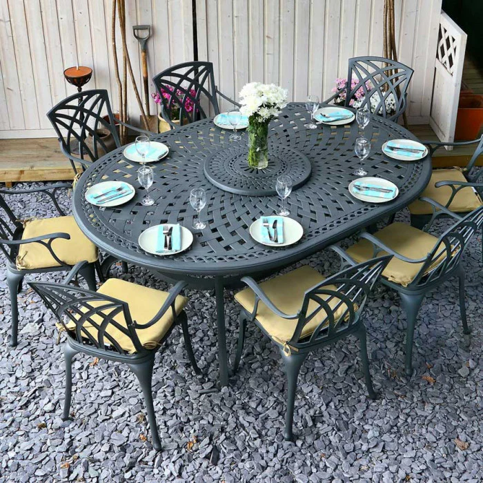 Rosemary Table 8 Seater Set - Slate - Image 3