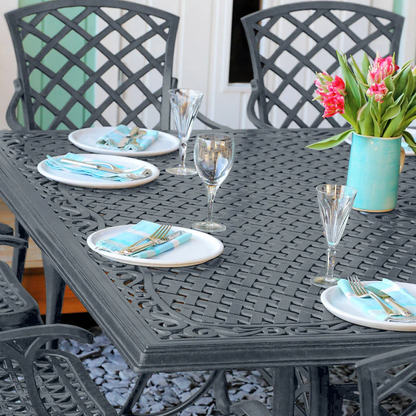 Tanya Table 8 Seater Set - Slate Grey - Image 3